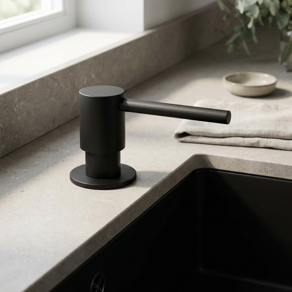 Pure.Sink Elite Steel Shine inbyggd tvåldispenser matt svart påfyllbar uppifrån PS9010-10